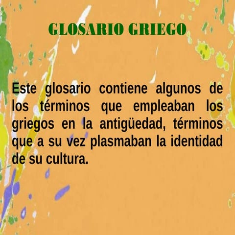 Glosario griego.