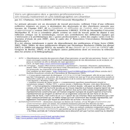 Glossaire de gestes professionnels Compil du LIRDEF