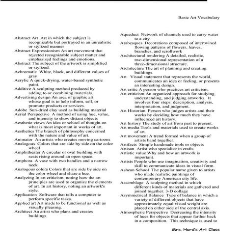 Basic Art Vocabulary