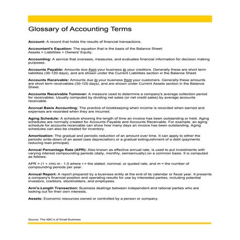 Glossary of accounting terms | PDF