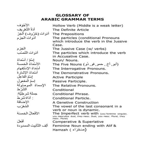 Glossary of arabic grammar