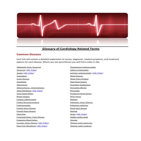 Cardiology Glossary