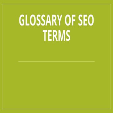 Glossary of seo terms and services onpage and offpage