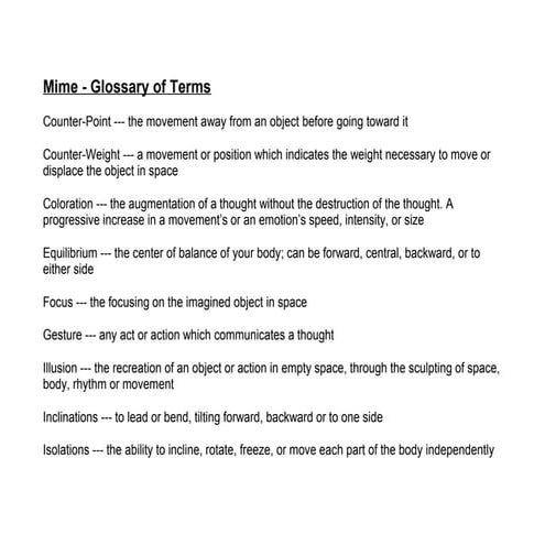 Glossary of terms - Mime