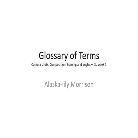 Glossary of terms- shot types