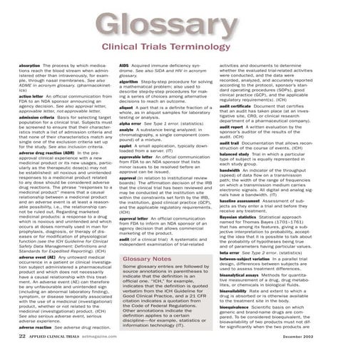 Glossary Of  Terms   Clinical Research