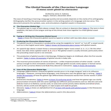 Glottal Sounds in the Chavacáno Language