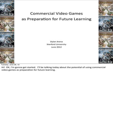 Commercial Video Games as Preparation for Future Learning