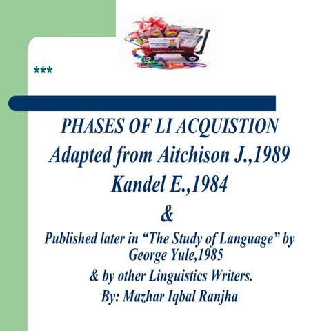 Introduction to General Linguistics (SLA theories) 2