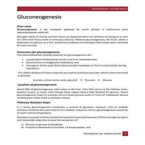 Gluconeogenesis