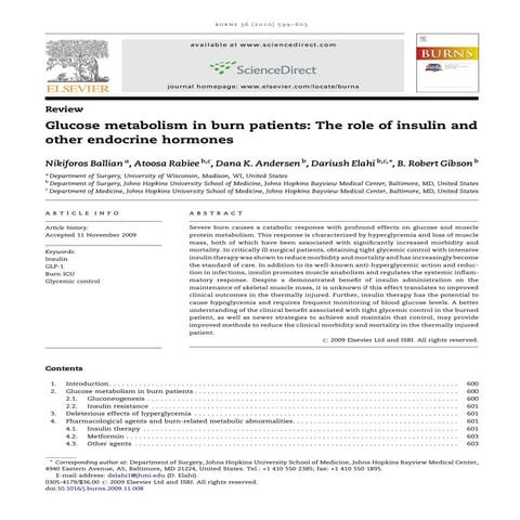 Glucose metabolism in burn patients