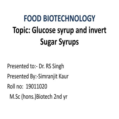 Glucose syrup and invert syrup Production