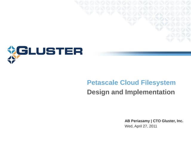 Gluster open stack dev summit 042011