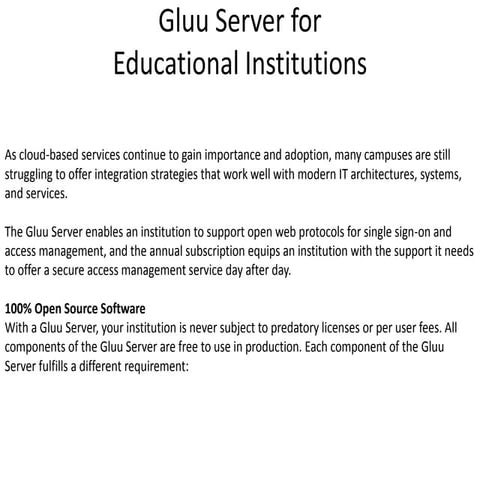 Gluu server for educational institutions