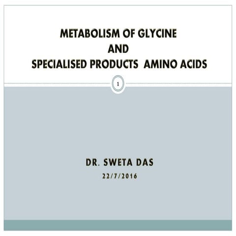 Glycine metabolism and specialised products of amino acids