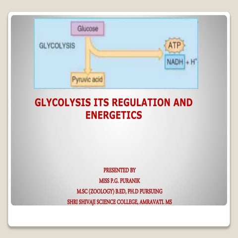 Glycolysis , its regulation and energetics