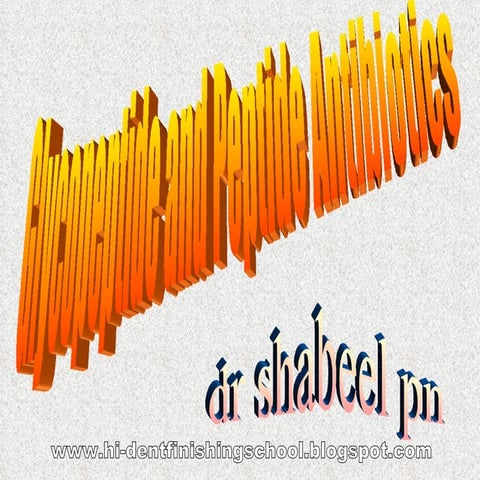 Glycopeptide And  Peptide  Antibiotics