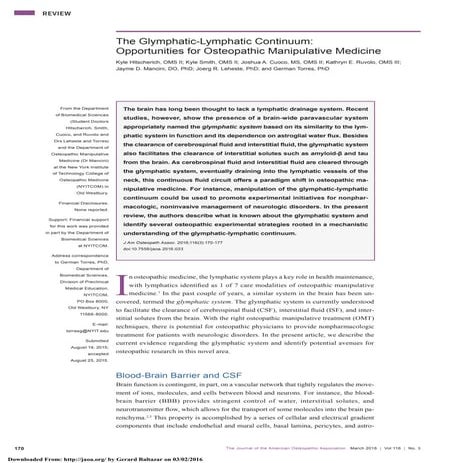 The Glymphatic System – A New Player in Alzheimer Disease? | PPTX