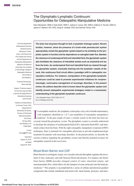 The glymphatic system in sleep and neurodegenerative diseases | PPT