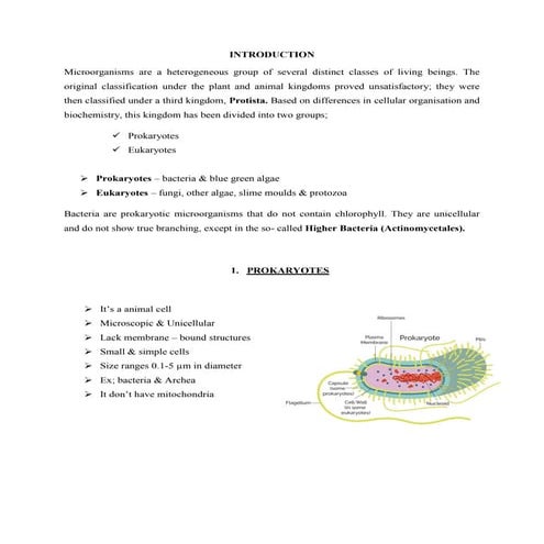 general microbiology- prokaryotes vs eukaryotes 