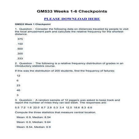Gm533 weeks 1 6 checkpoints