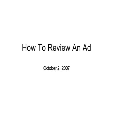 GMA: How To Review An Ad