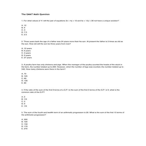 Gmat math bank   quant