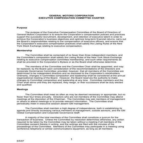 Call Wave Corporate Governance Compensation Committee Charter