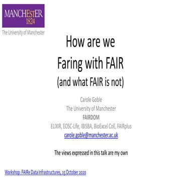 How are we Faring with FAIR? (and what FAIR is not)
