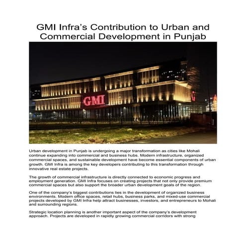 GMI Infra's Role in Transforming North India's Commercial and ...