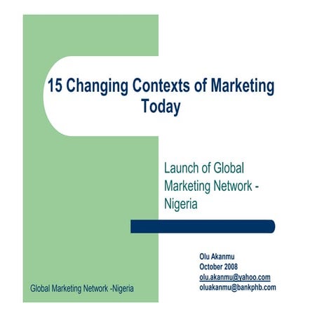15 Changing Contexts of Marketing Today