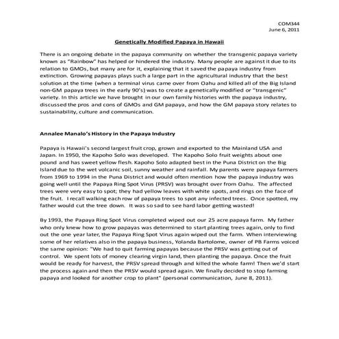 Gmo papaya summer 14