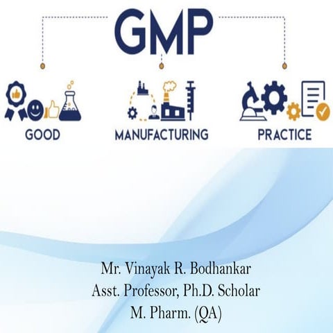 Good Manufacturing Practices (GMP), Introduction, objective & principles of GMP