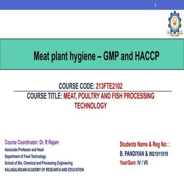 GMP AND HACCP in meat processing industry
