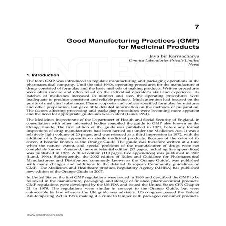 Gmp inspection for medicinal product