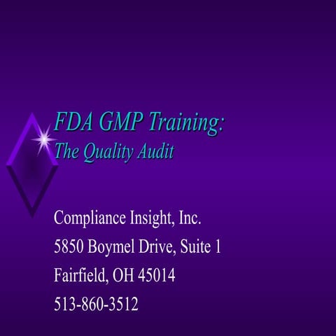 FDA GMP Training - The Quality Audit