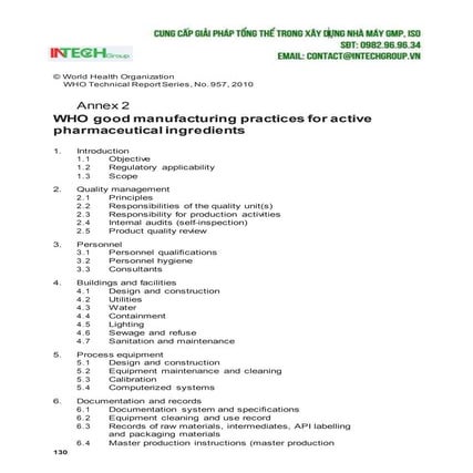 Tiêu chuẩn GMP WHO cho các hoạt chất dược dụng