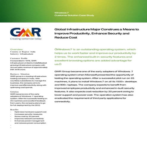 Microsoft India - GMR Infrastructure Case Study