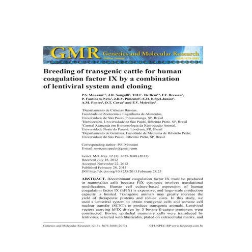 Gmr2301 Breeding Transgenic Cattle For Human Therapeutics 