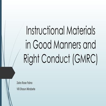 Instructional Materials in Good Manners and Right Conduct (GMRC)