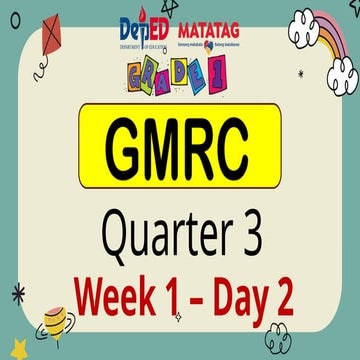 GMRC GRADE 1 CURRICULUM GUIDE RESOURCES NEEDED PPT WEEK 1 QUARTER 3 | PPTX