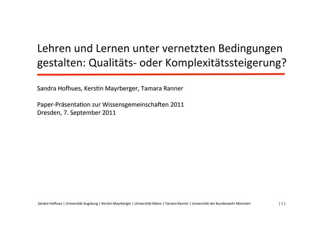 Lehren und Lernen unter vernetzten ...