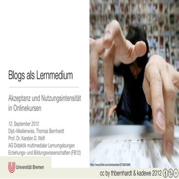 Blogs als Lernmedium – Akzeptanz und Nutzungsintensität in Onlinekursen