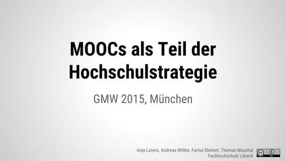 MOOCs als Teil der Hochschulstrategie