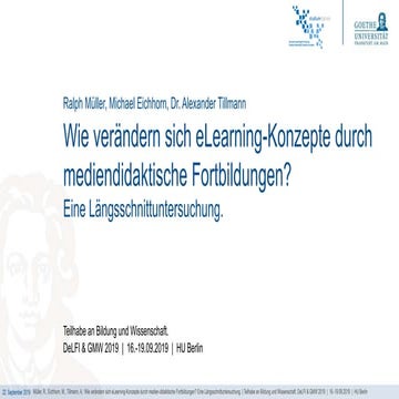 Ralph Müller, Michael Eichhorn, Alexander Tillmann: Wie verändern sich eLearn...