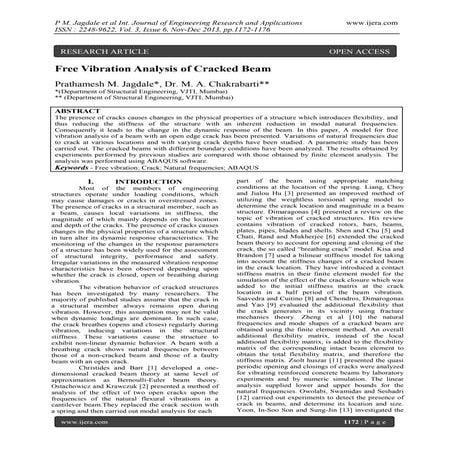 Vibration analysis of a cantilever beam with crack depth and crack ...