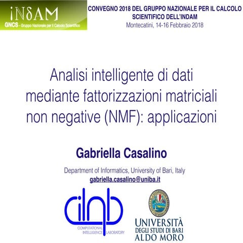 Intelligent data analysis through Nonnegative matrix factorization (NMF): app...