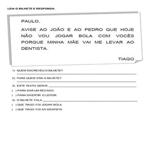 Gênero bilhete e convite na alfabet...