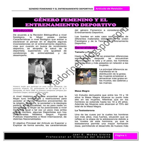 Género femenino y el entrenamiento deportivo