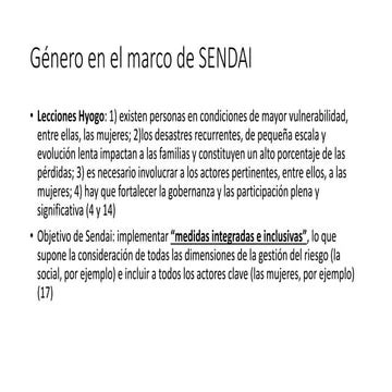 Perspectiva de género en el Marco de Acción de Sendai